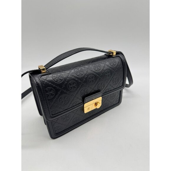 TORY BURCH T monogram leather convertible crossbody bag -BLACK (Has scratch) - Picture 6 of 16